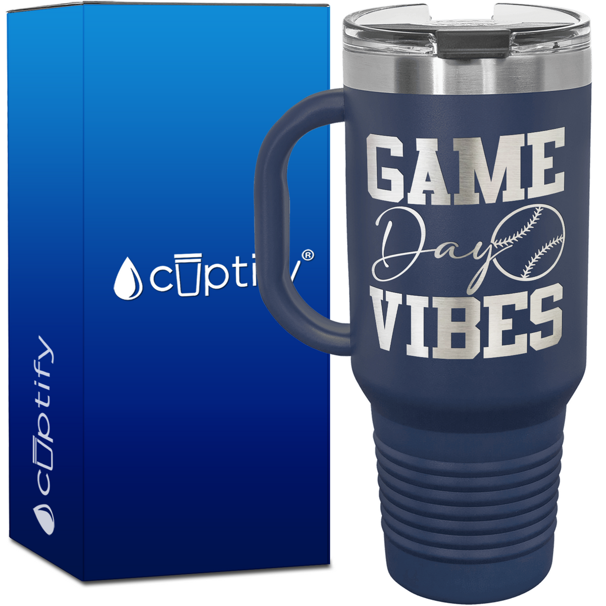 Game Day Vibes Baseball 40oz Baseball Travel Mug
