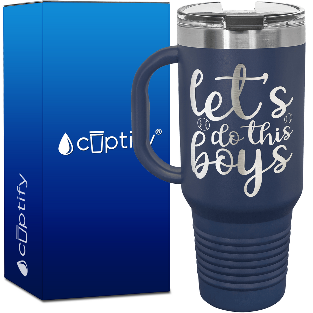 Let's Do This Boys Baseball 40oz Baseball Travel Mug
