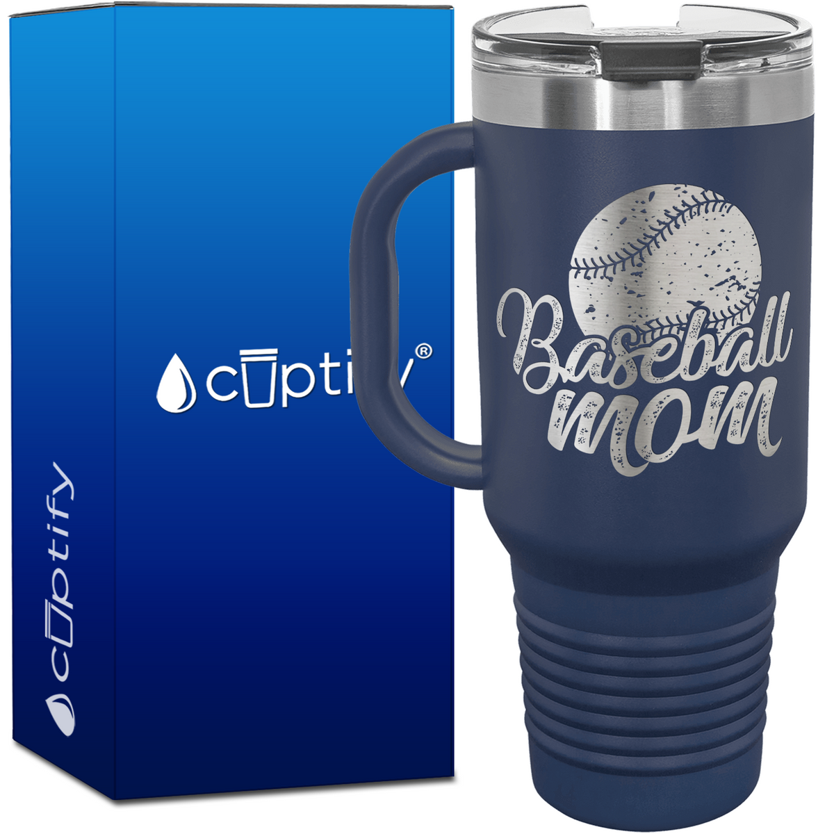 Baseball Mom Distressed 40oz Baseball Travel Mug