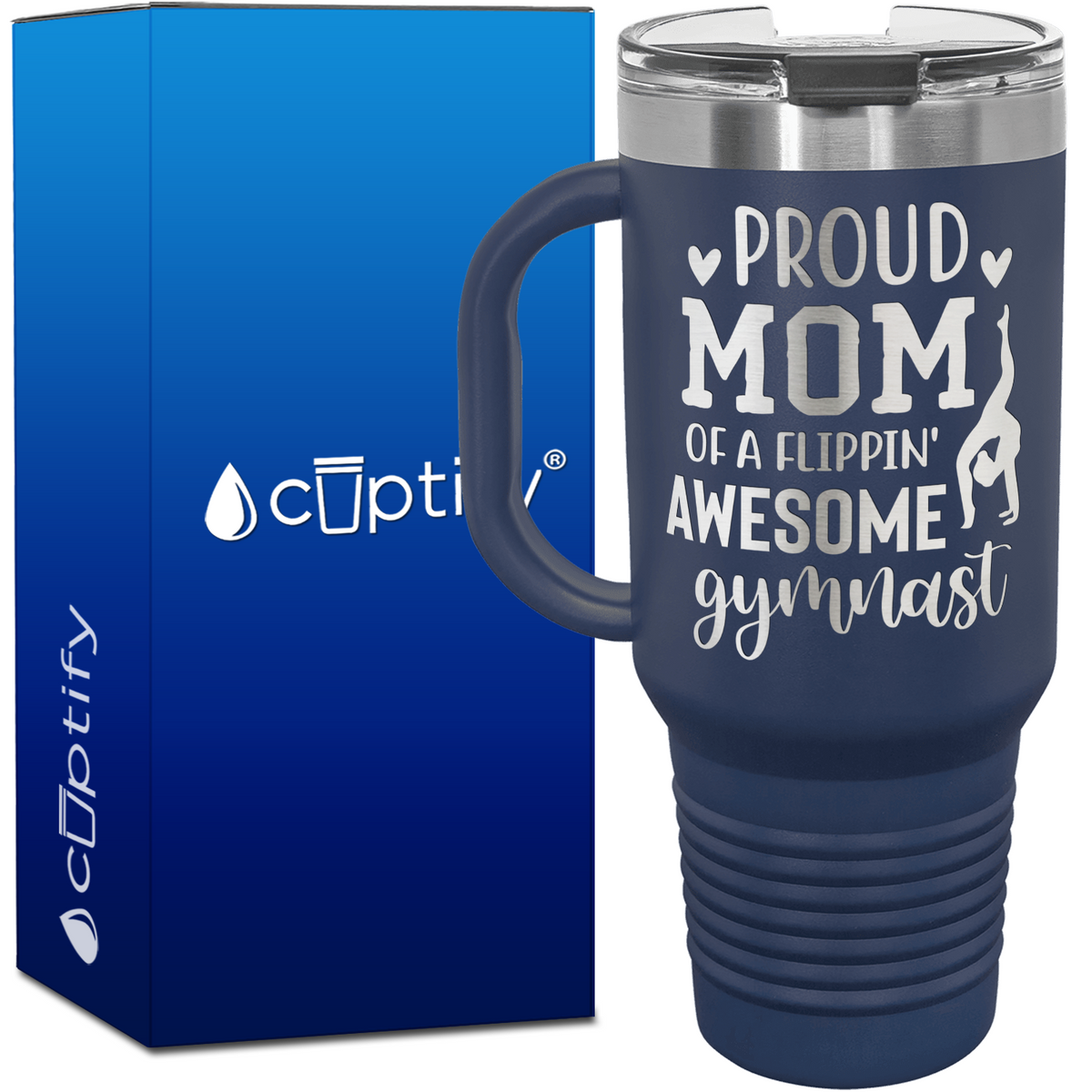 Proud Mom of a Flippin' Awesome Gymnast 40oz Gymnastics Travel Mug