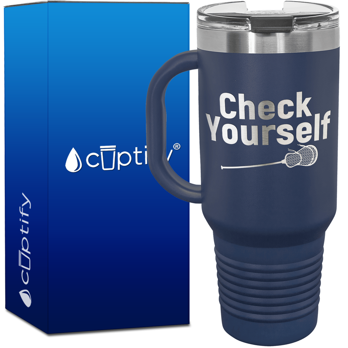 Check Yourself 40oz Lacrosse Travel Mug