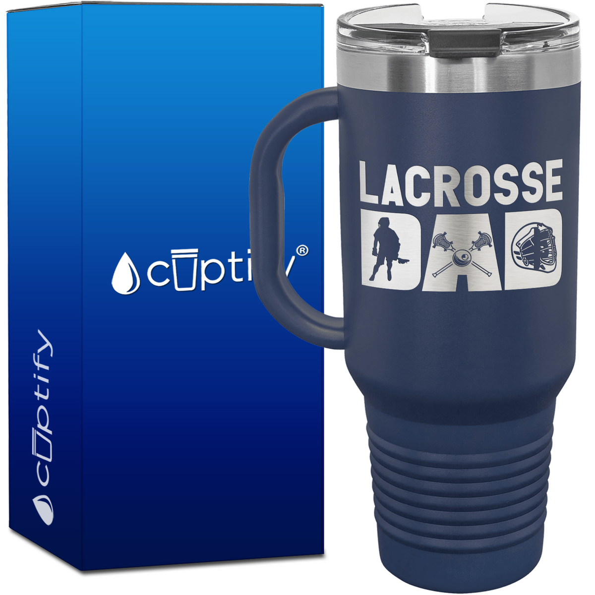 Lacrosse Dad with Silhouette 40oz Lacrosse Travel Mug