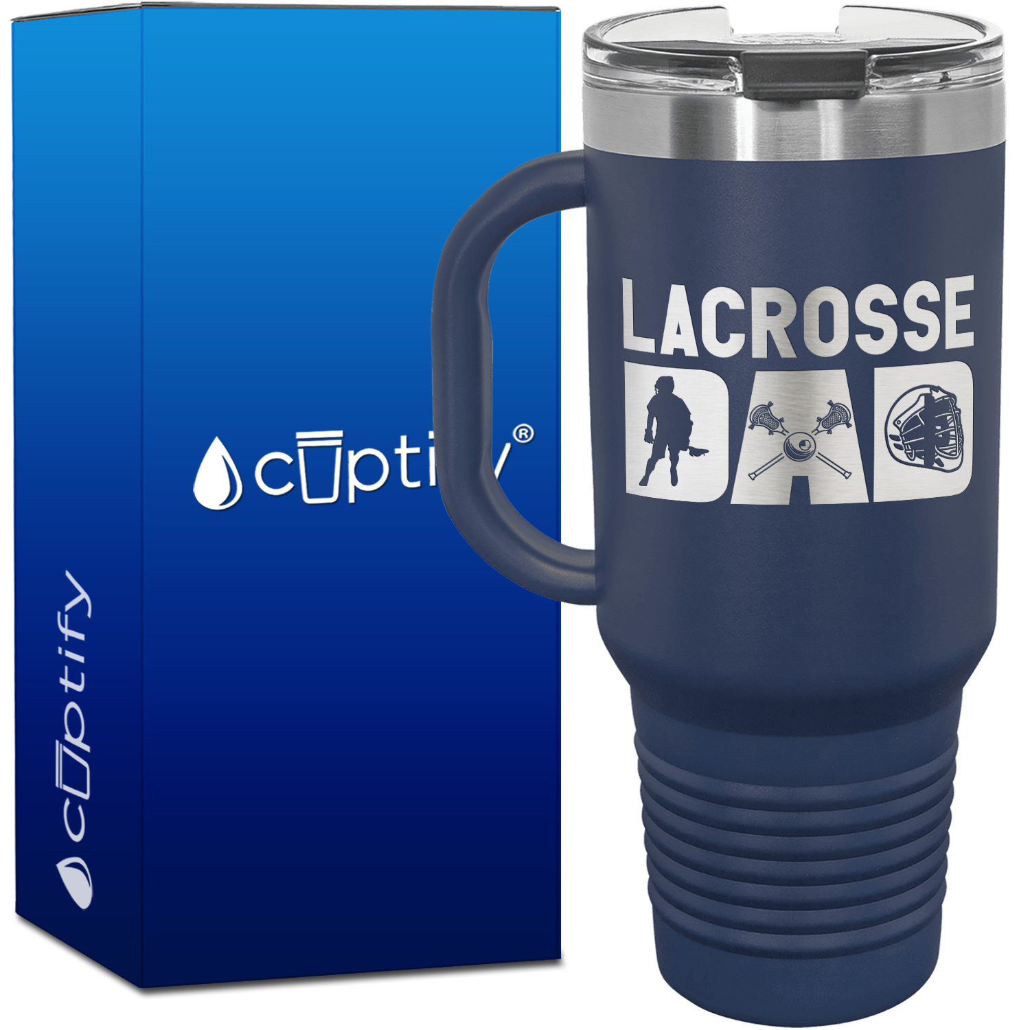 Lacrosse Dad with Silhouette 40oz Lacrosse Travel Mug