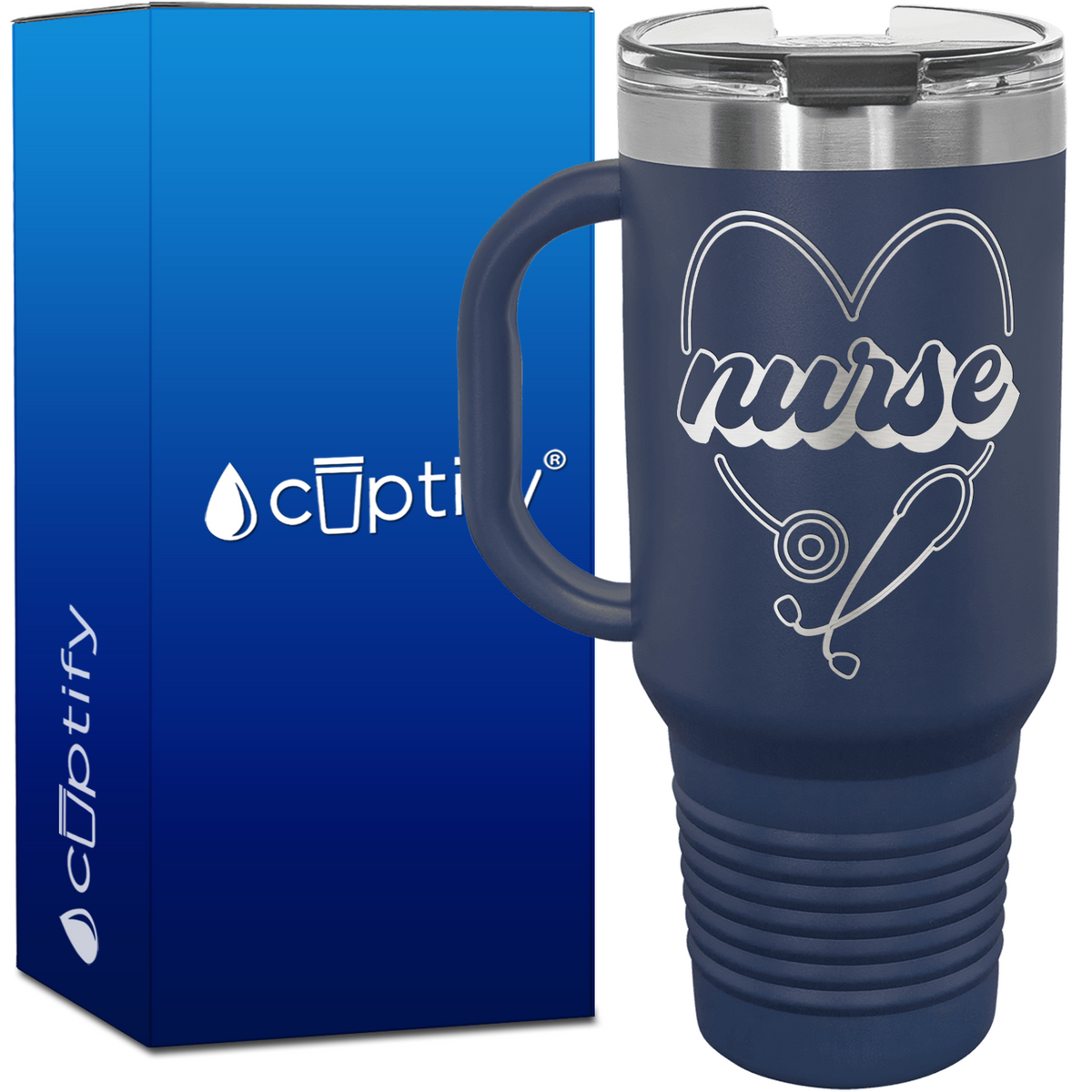 Nurse Stethoscope Heart 40oz Nurse Travel Mug