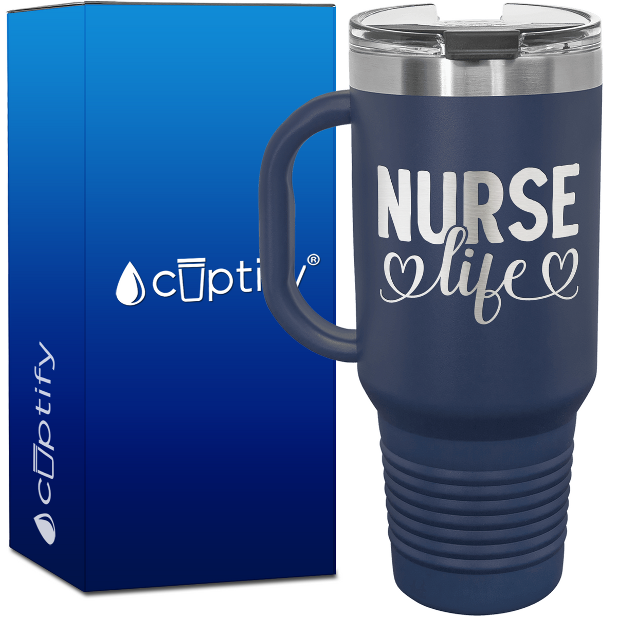 Nurse Life Hearts 40oz Nurse Travel Mug
