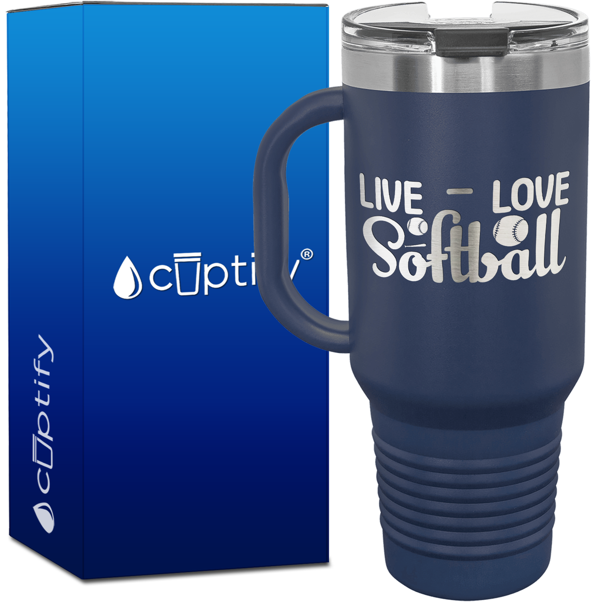 Live Love Softball 40oz Softball Travel Mug