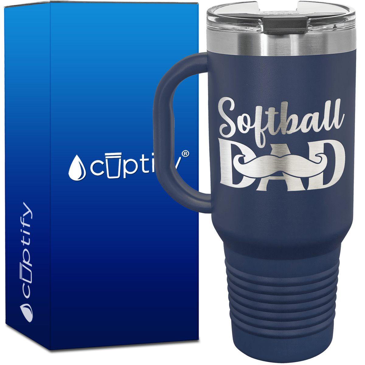 Softball Dad Mustache 40oz Softball Travel Mug