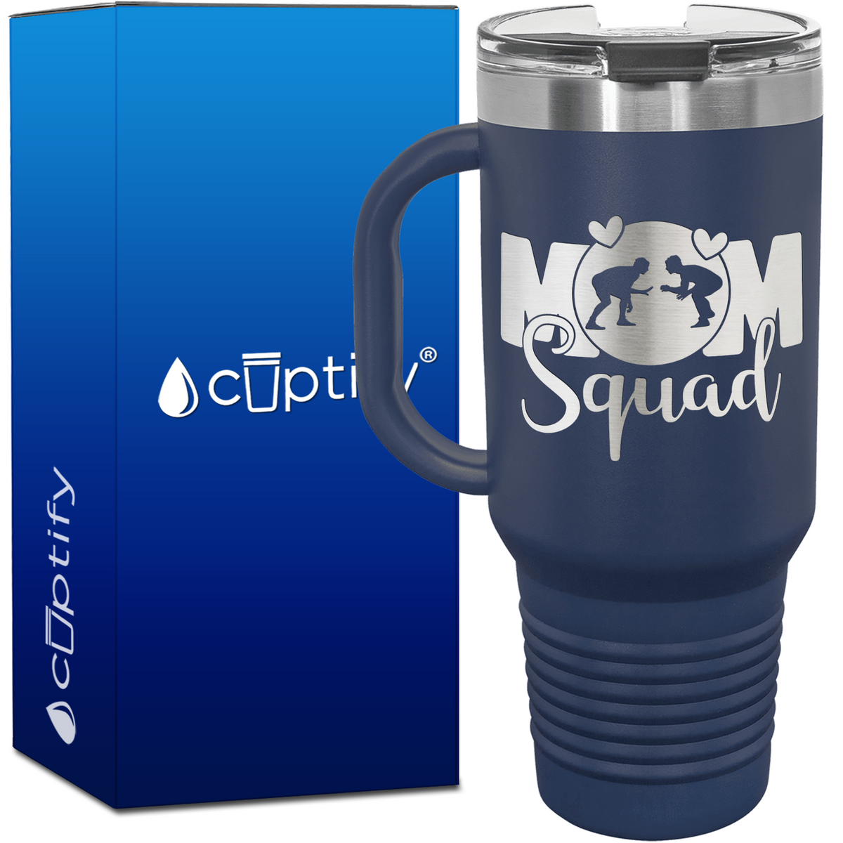 Mom Squad Wrestling 40oz Travel Mug