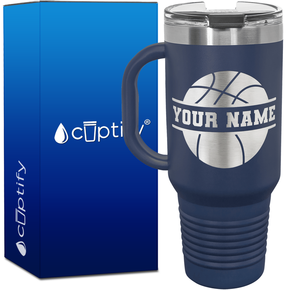 Personalized Basketball 40oz Basketball Travel Mug