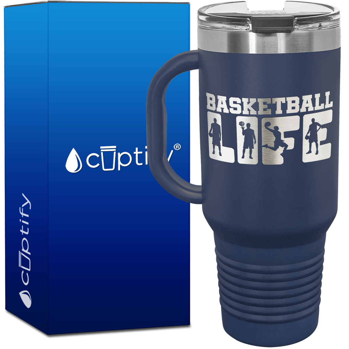 Basketball Life 40oz Basketball Travel Mug