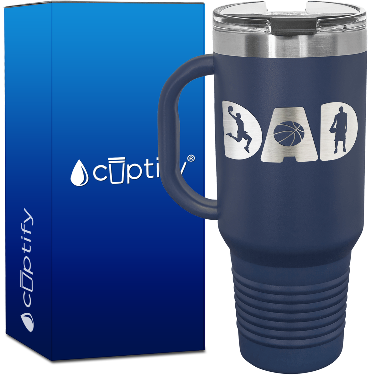 Dad Basketball Silhouettes 40oz Basketball Travel Mug