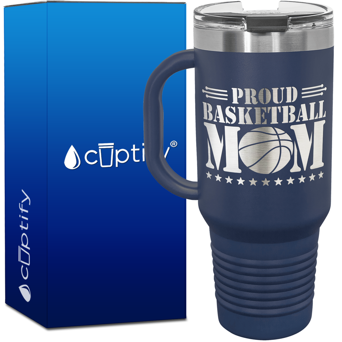 Proud Basketball Mom 40oz Basketball Travel Mug