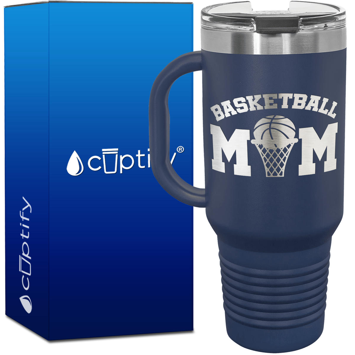 Basketball Mom Ball and Net 40oz Basketball Travel Mug