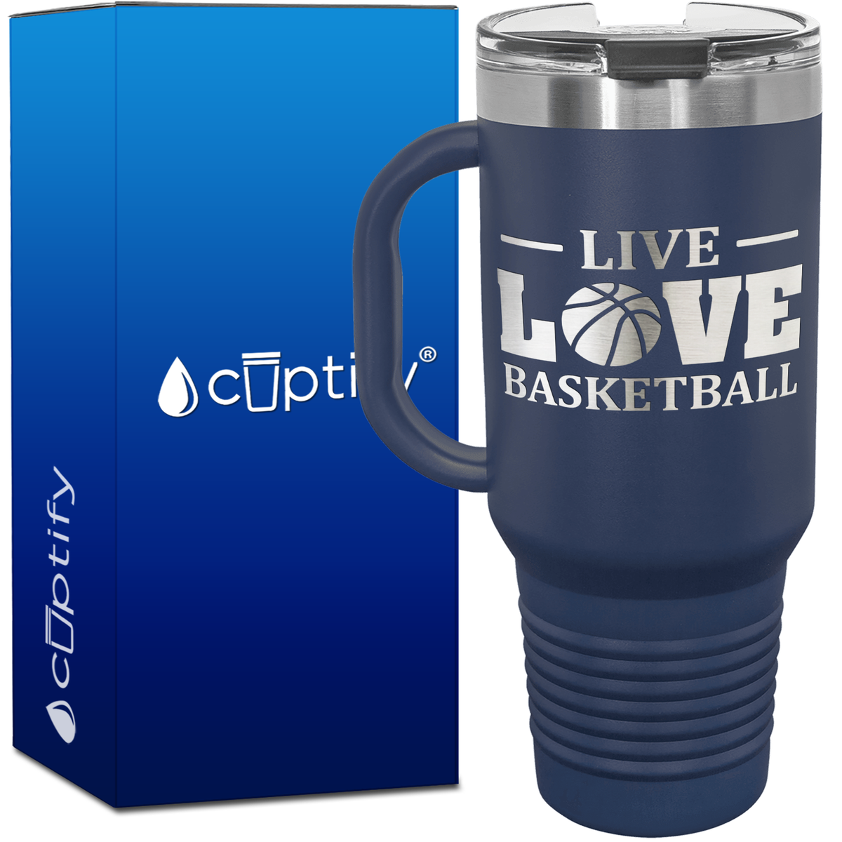 Live Love Basketball Ball 40oz Basketball Travel Mug