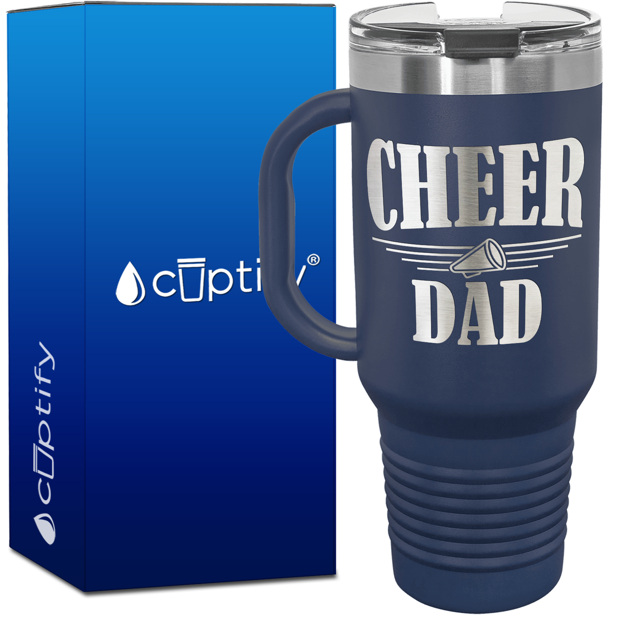 Cheer Dad with Megaphone 40oz Cheer Travel Mug