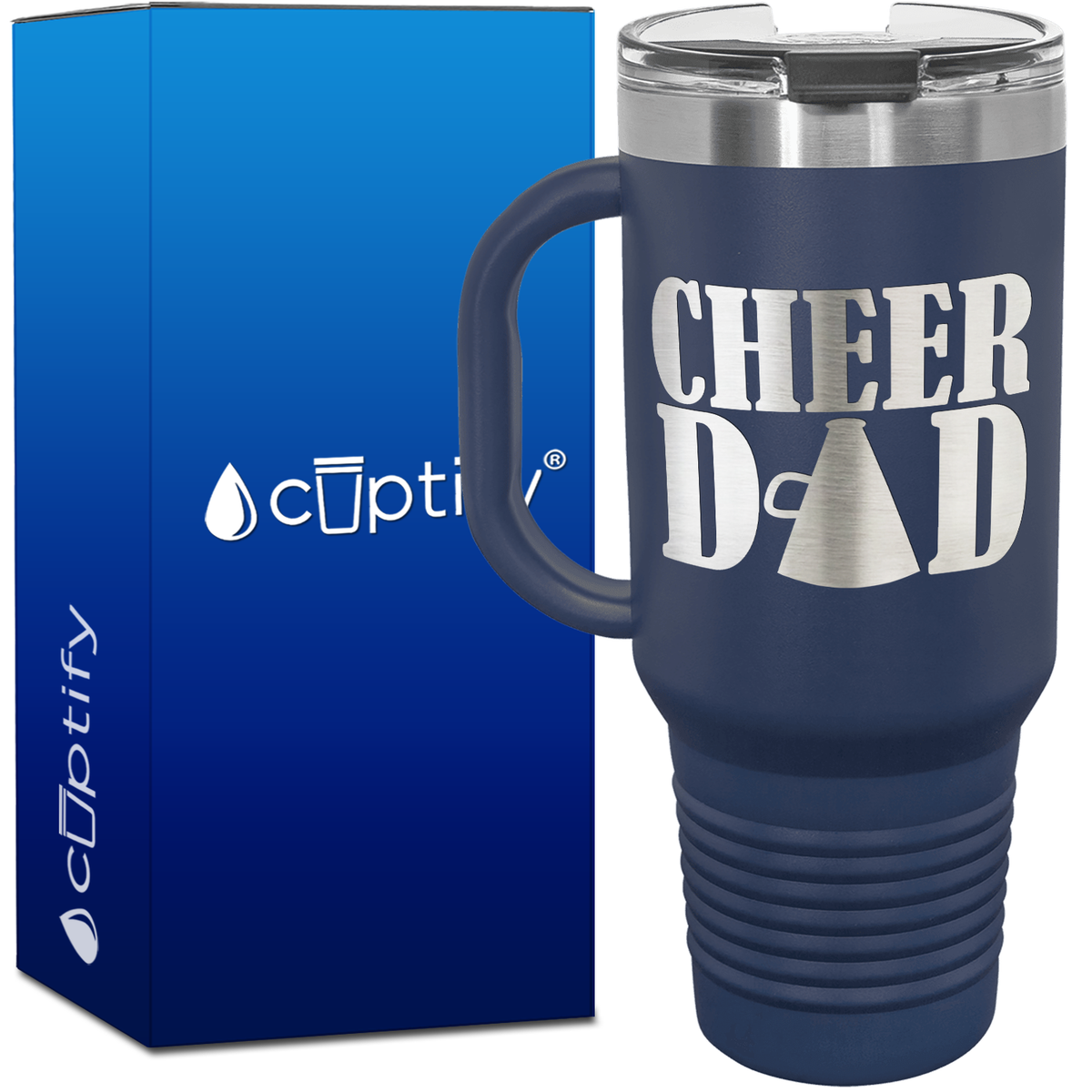 Cheer Dad Megaphone 40oz Cheer Travel Mug
