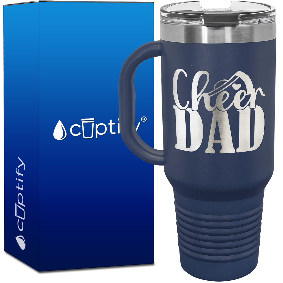 Cheer Dad Megaphone Heart 40oz Cheer Travel Mug