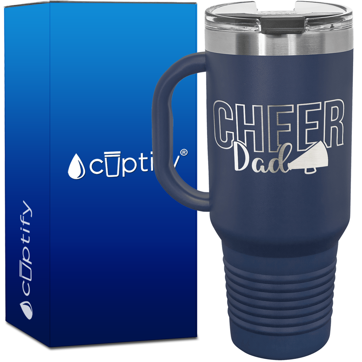 Cheer Dad Megaphone Solid 40oz Cheer Travel Mug