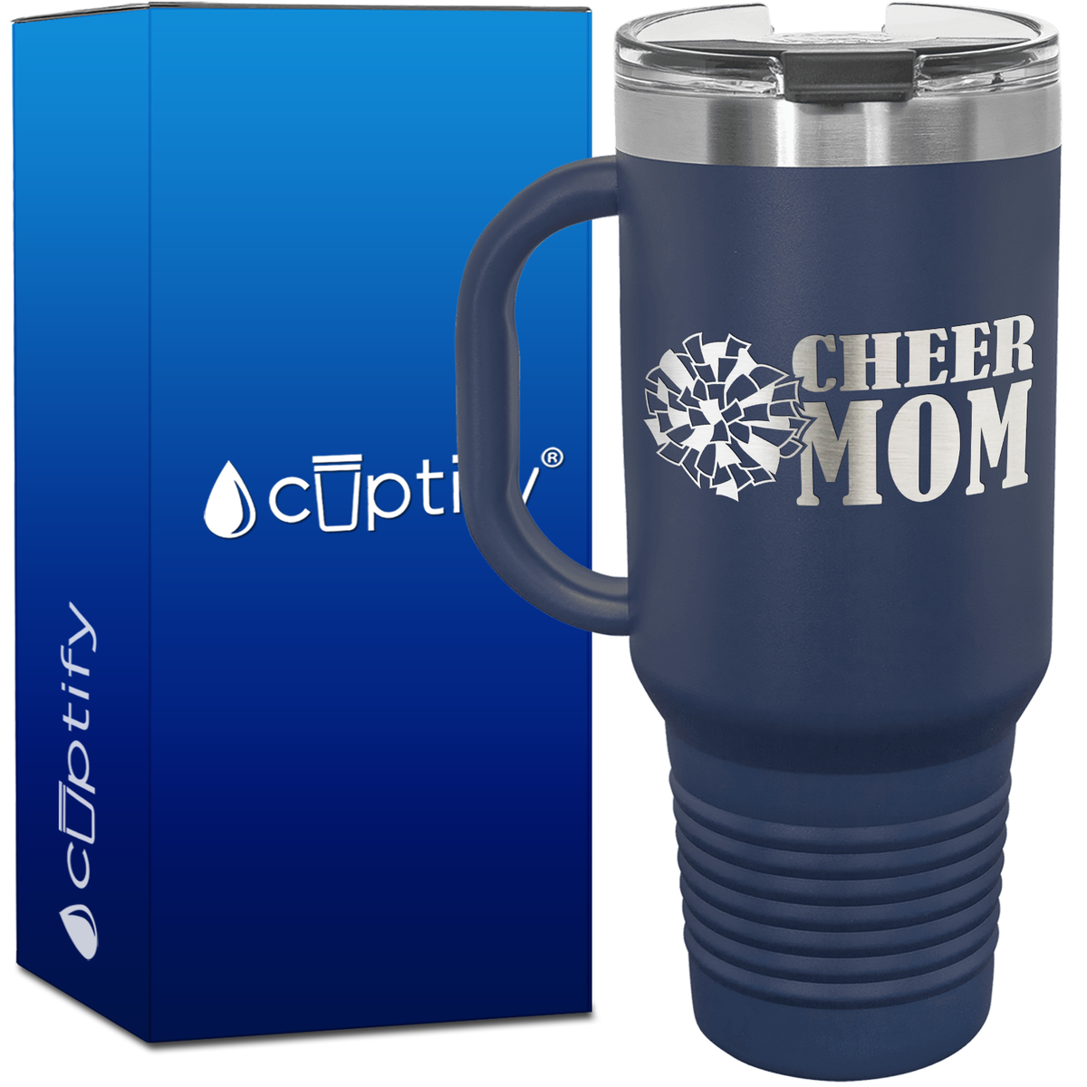 Cheer Mom with Pom Pom 40oz Cheer Travel Mug
