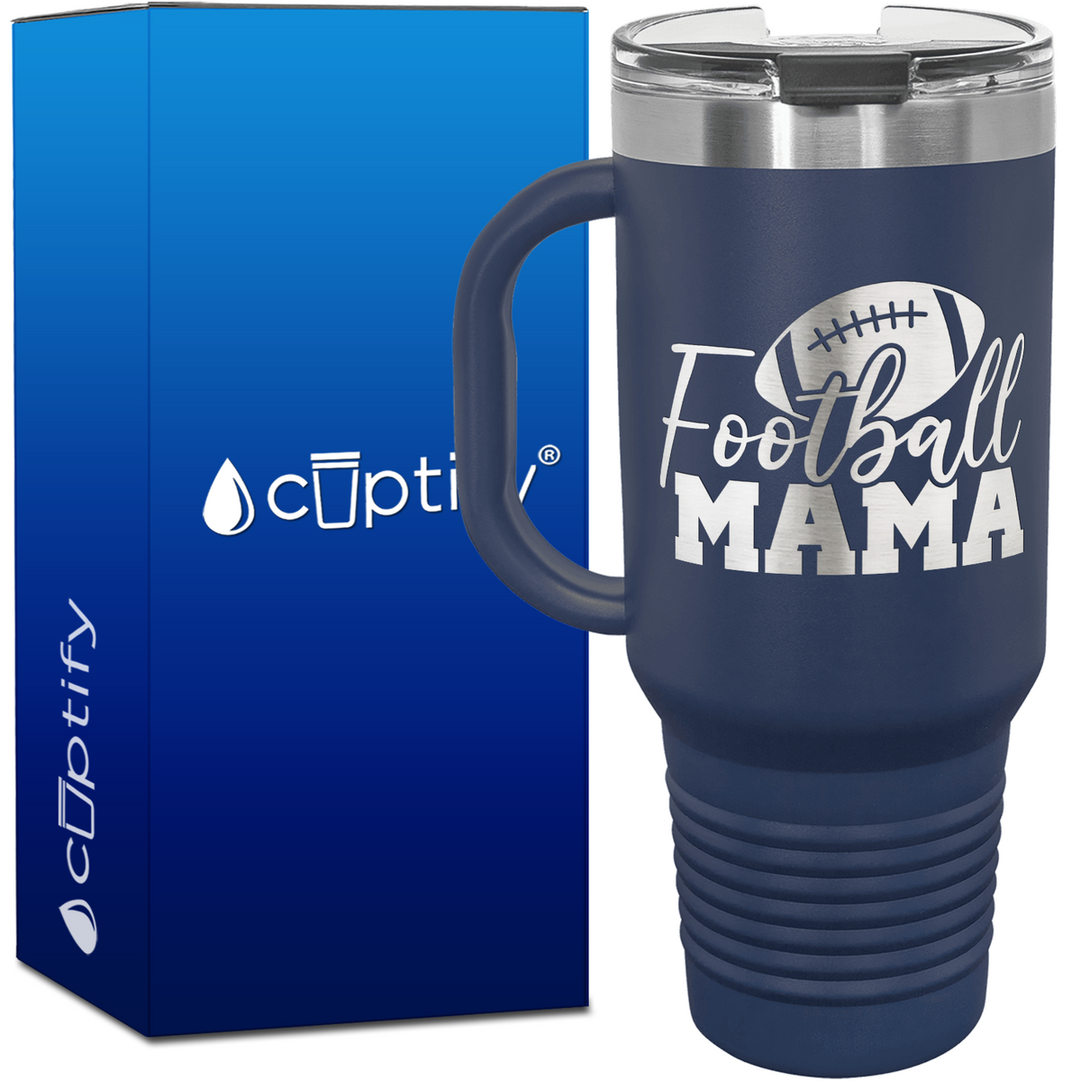 Football Mama with Football 40oz Football Travel Mug