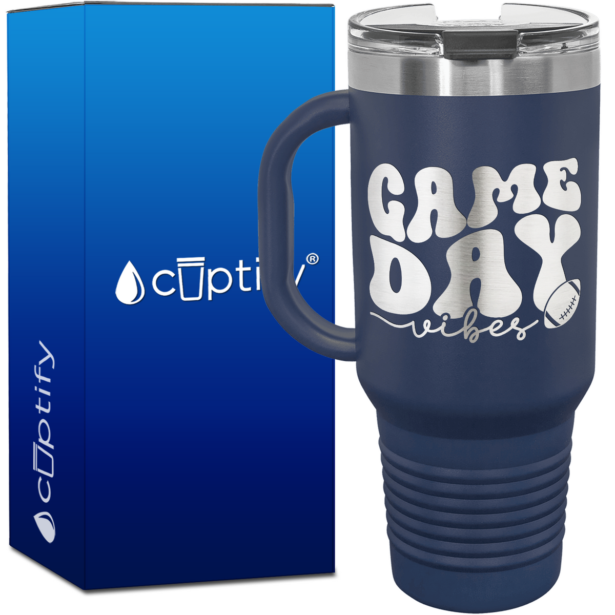 Game Day Vibes Football 40oz Football Travel Mug
