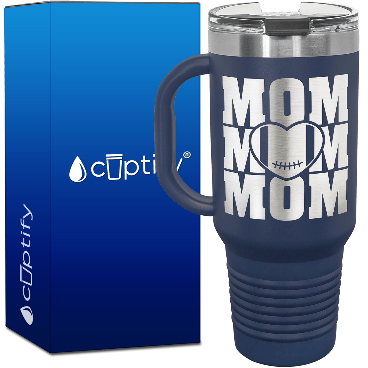 Mom Mom Mom Football 40oz Football Travel Mug