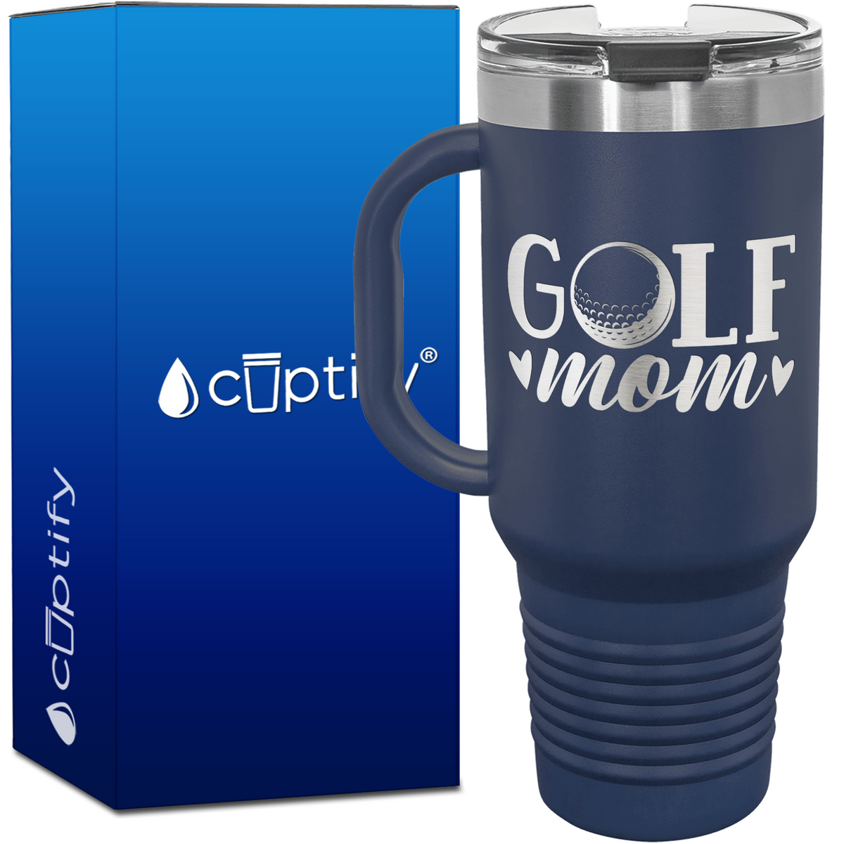 Golf Mom Hearts 40oz Golf Travel Mug