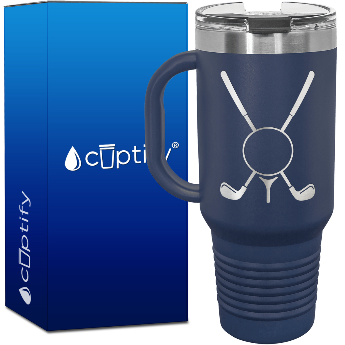 Golf Clubs and Golf Ball 40oz Golf Travel Mug