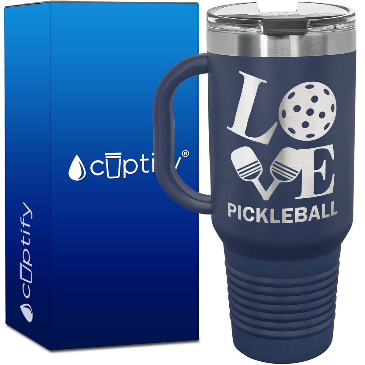 Love Pickleball Paddle 40oz Pickleball Travel Mug