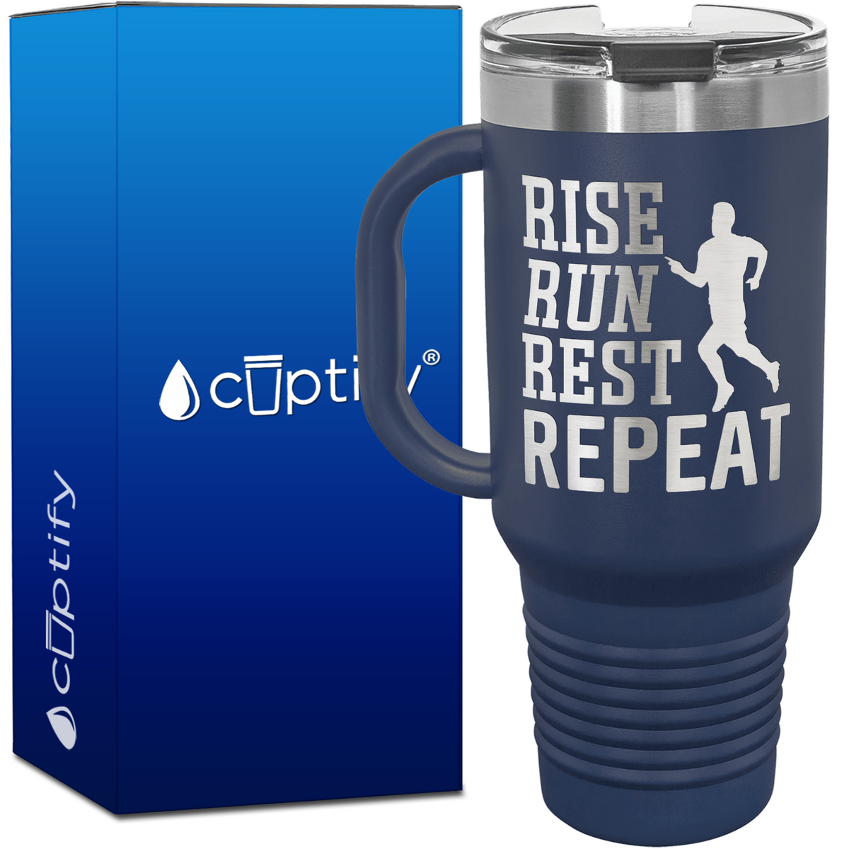 Rise Run Rest Repeat 40oz Running Travel Mug