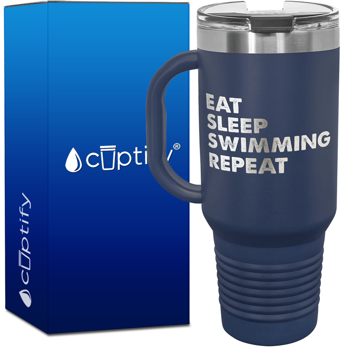 Eat Sleep Swimming Repeat 40oz Swimming Travel Mug