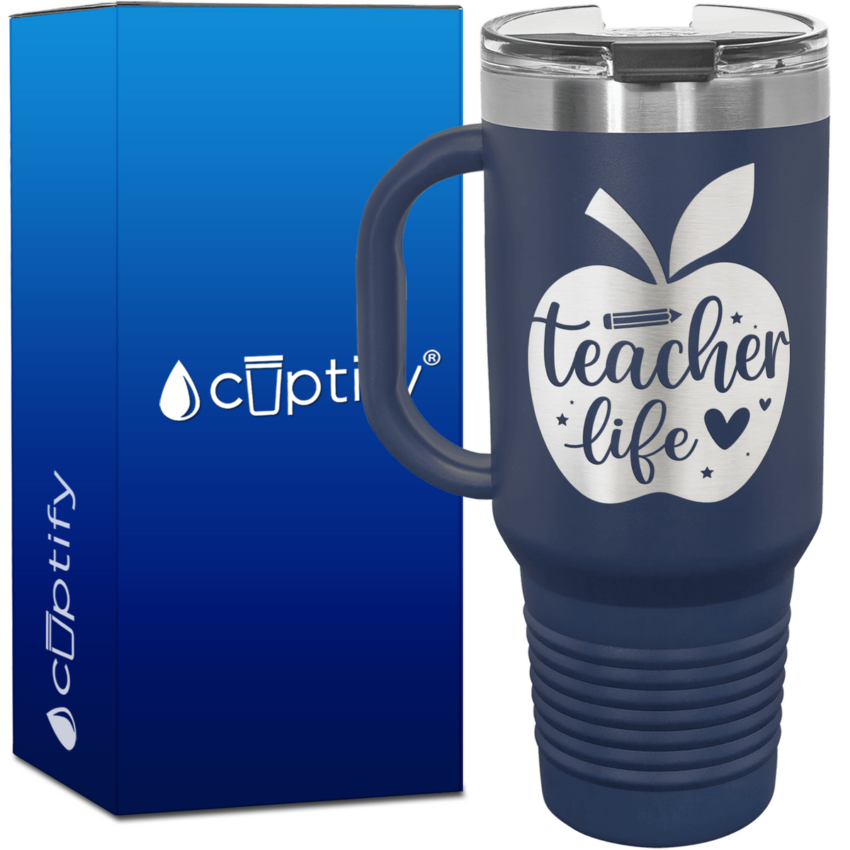 Teacher Life Apple 40oz Teacher Travel Mug