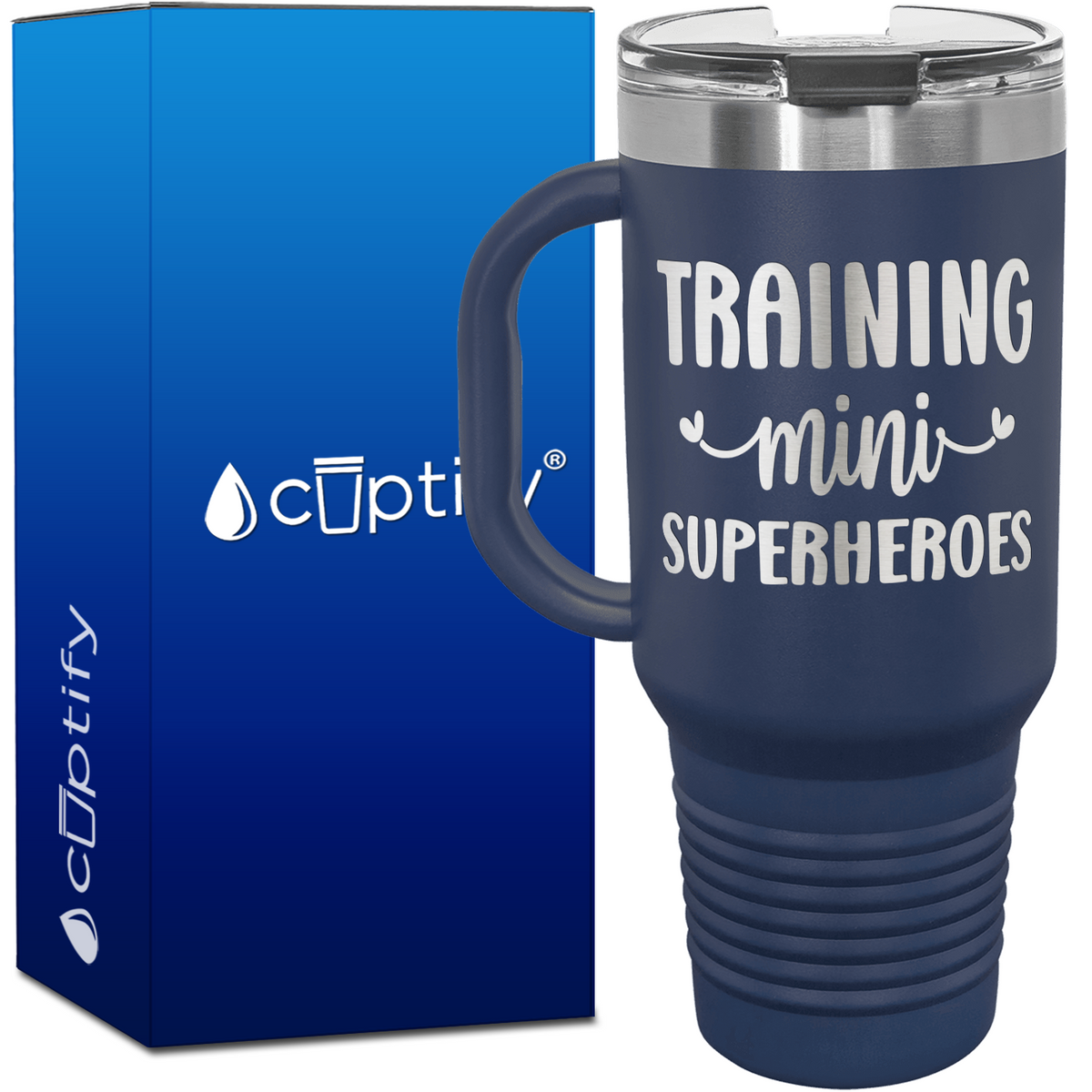 Training Mini Superheroes 40oz Teacher Travel Mug
