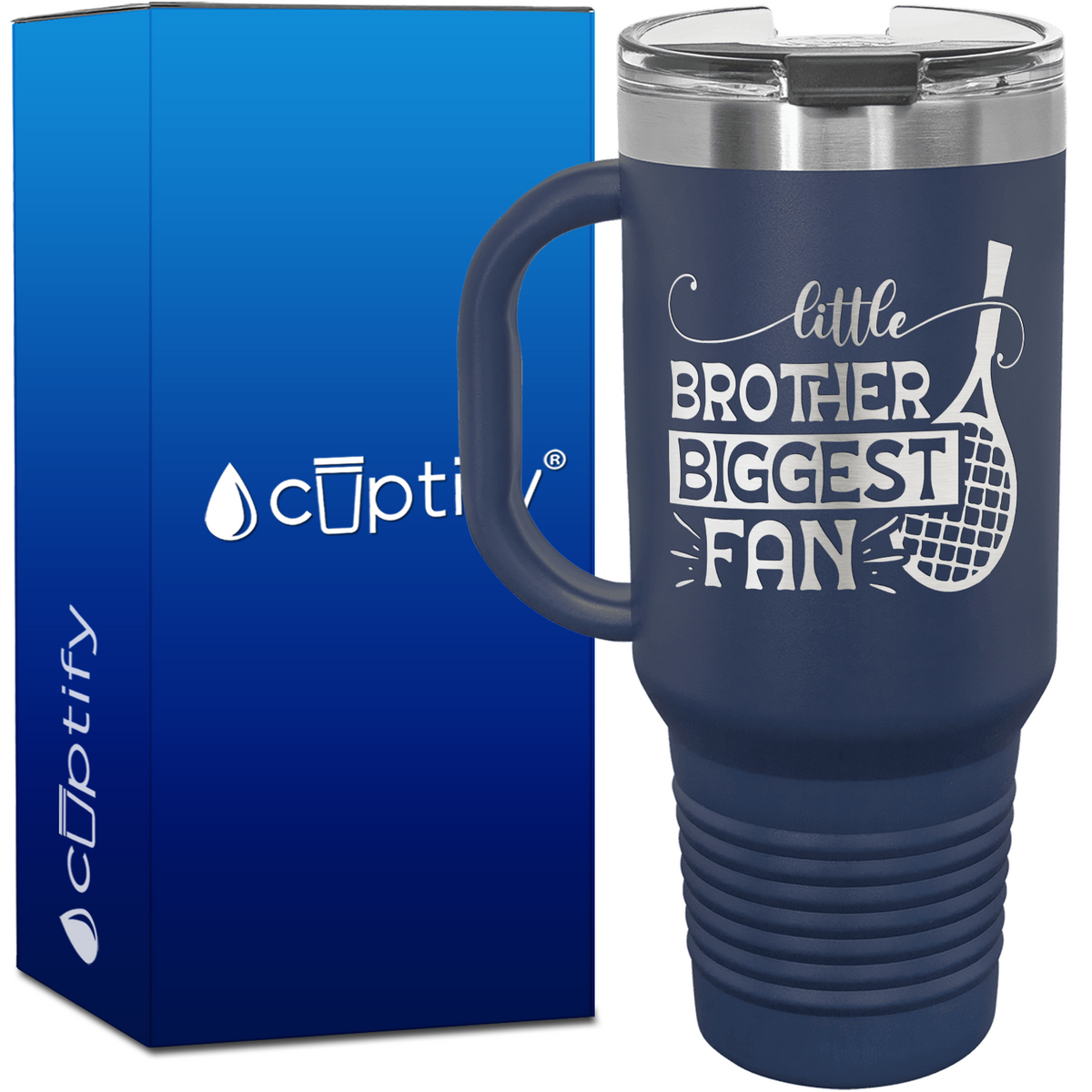 Little Brother Biggest Fan Tennis 40oz Tennis Travel Mug