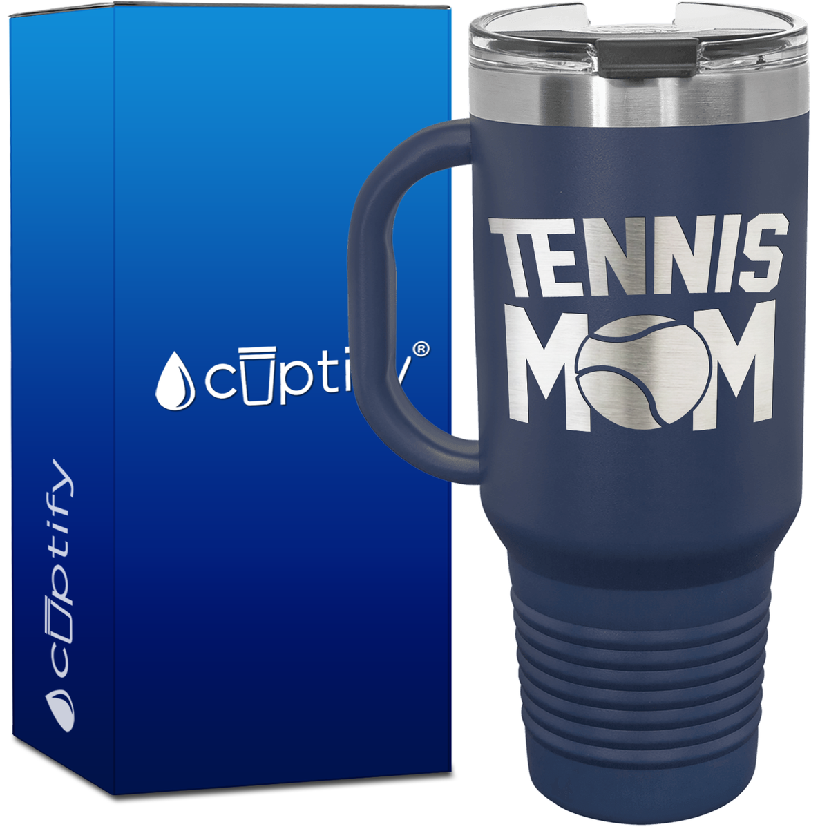 Tennis Mom with Ball 40oz Tennis Travel Mug
