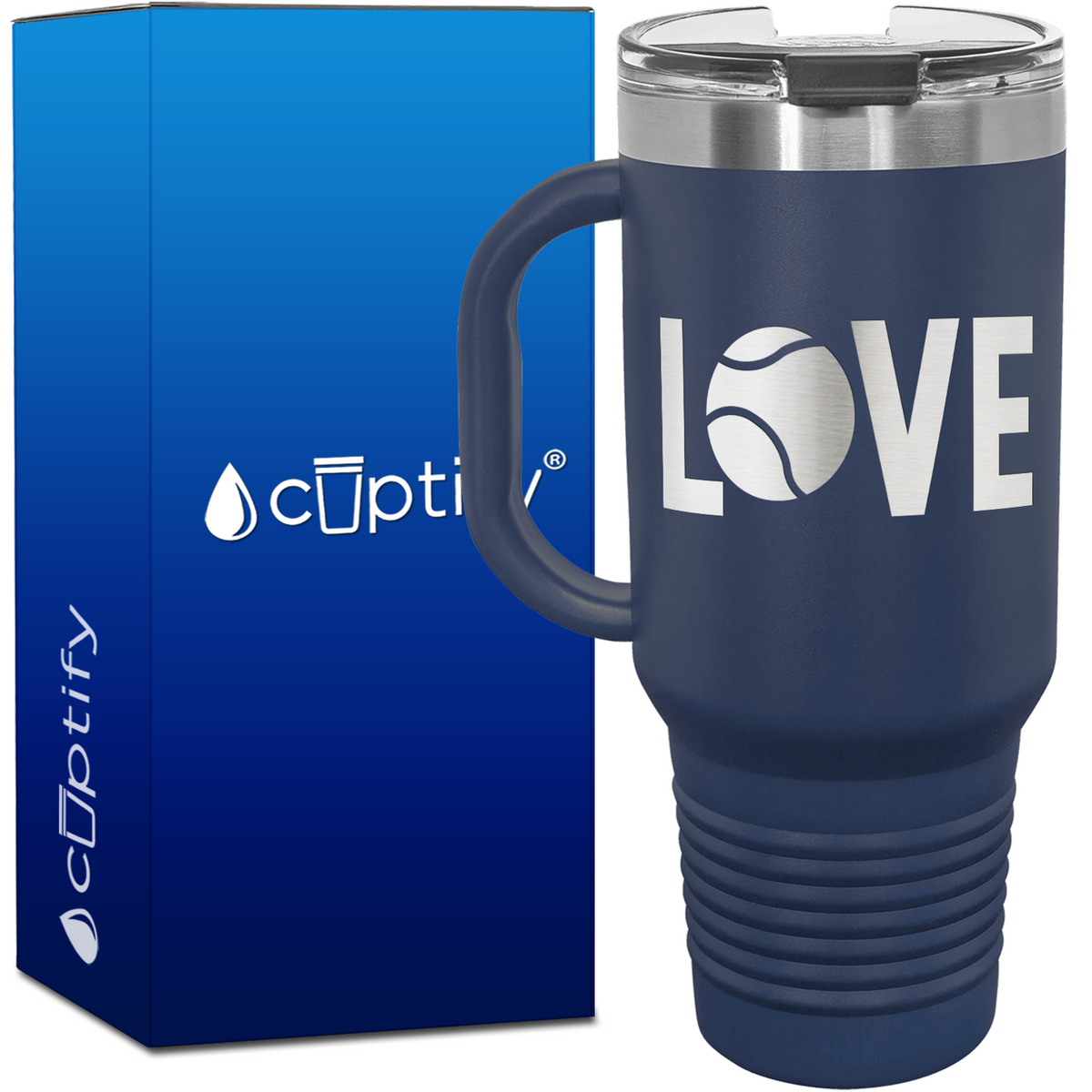 Tennis Love with Ball 40oz Tennis Travel Mug