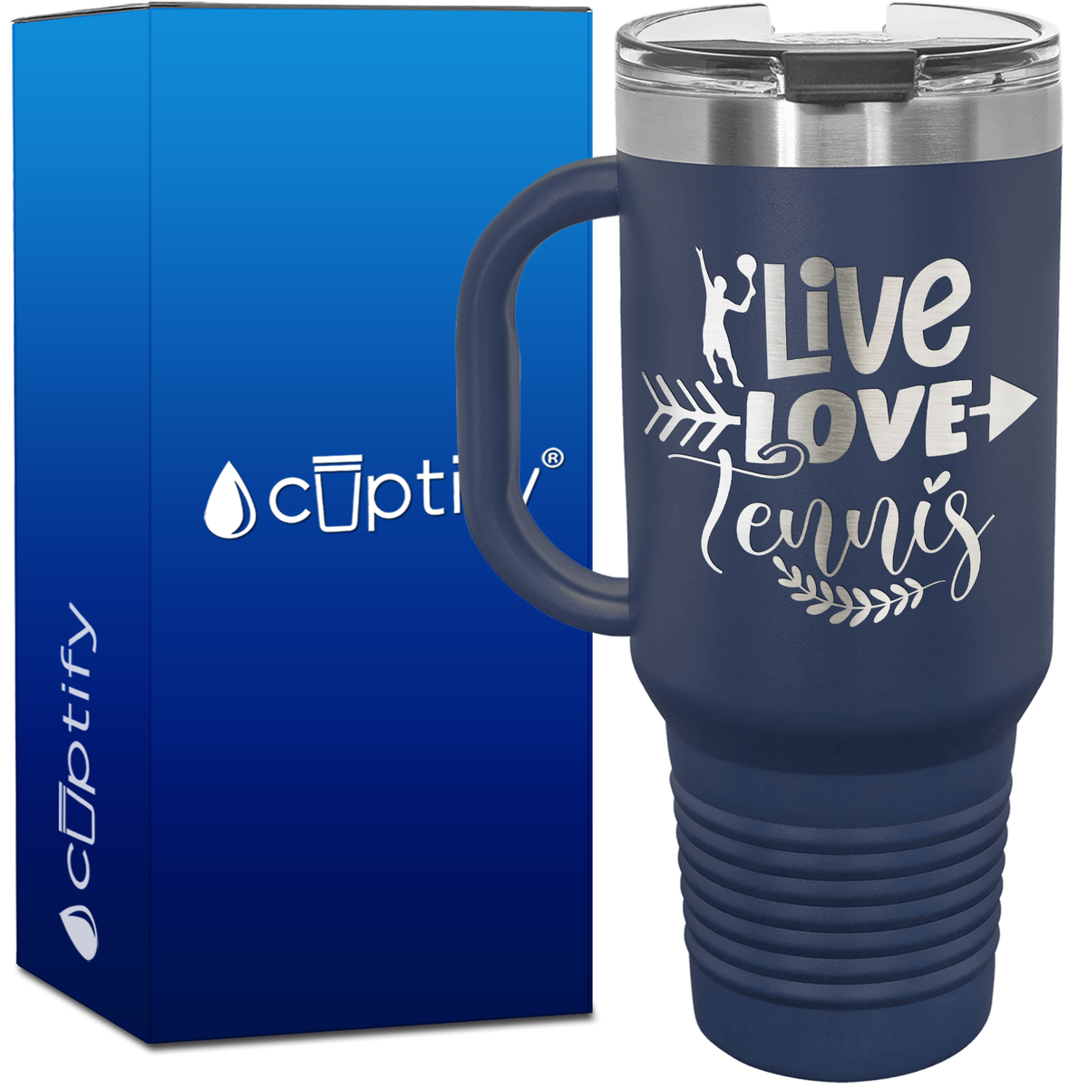 Live Love Tennis with Silhouette 40oz Tennis Travel Mug