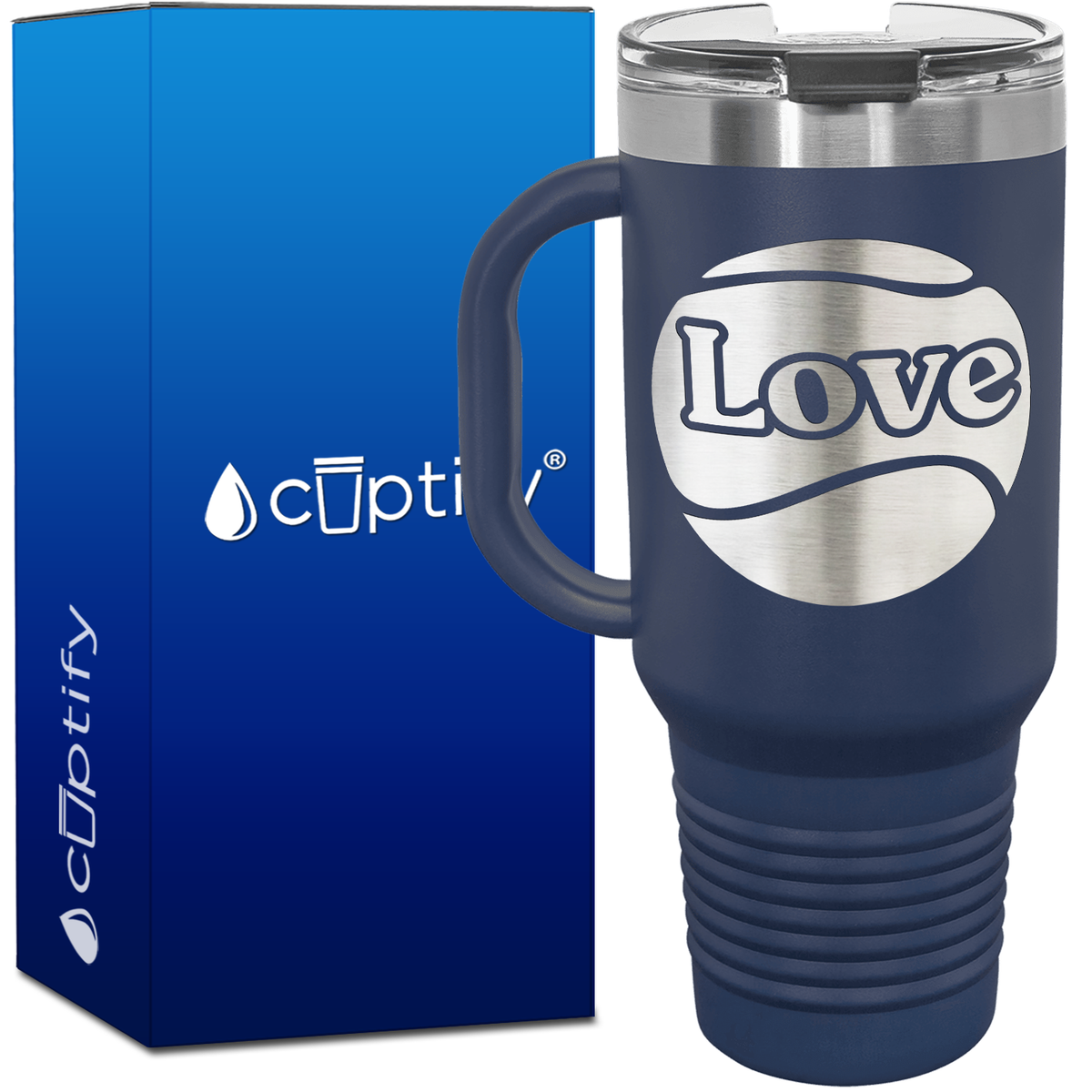 Love Tennis Ball Silhouette 40oz Tennis Travel Mug