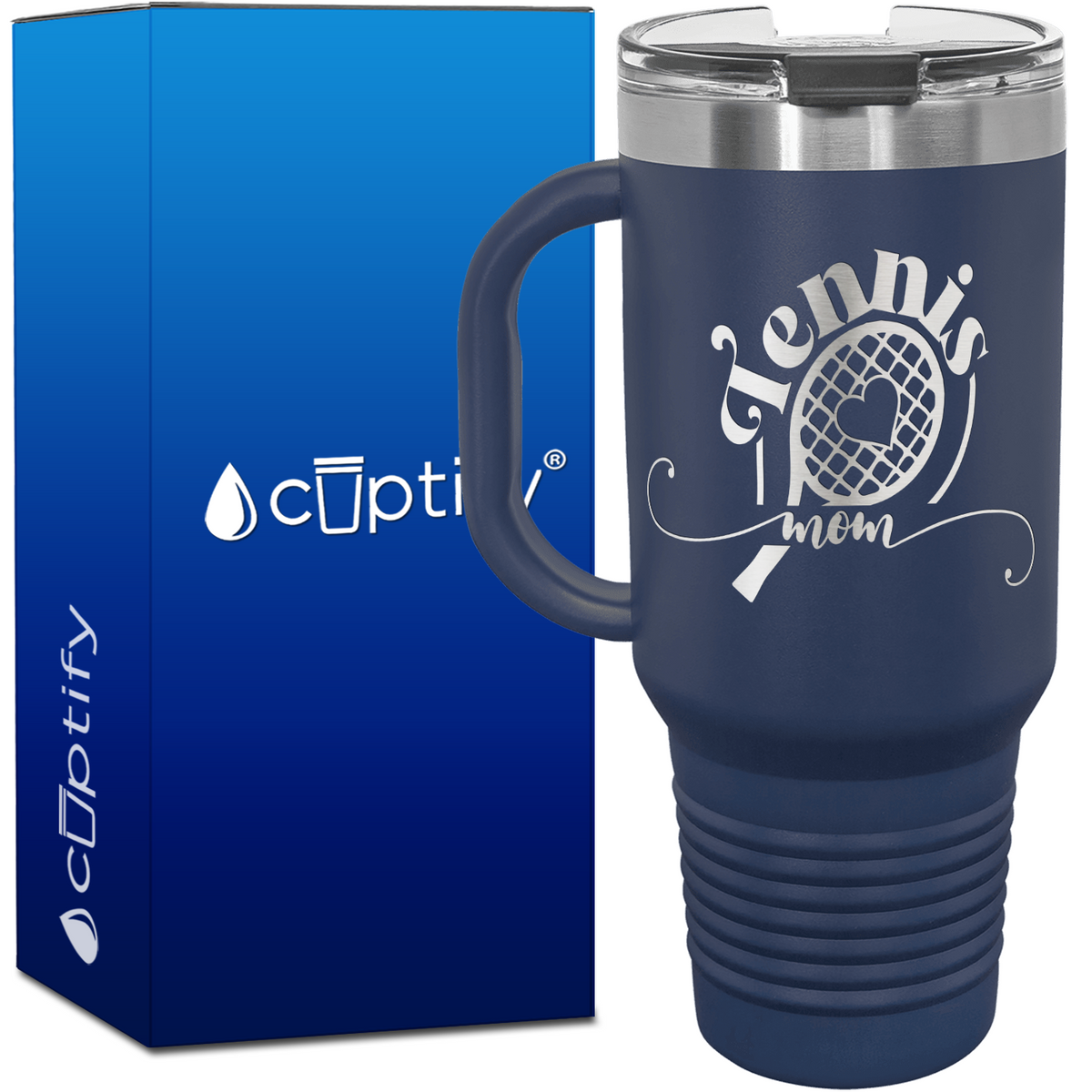 Tennis Mom Racket with Heart 40oz Tennis Travel Mug