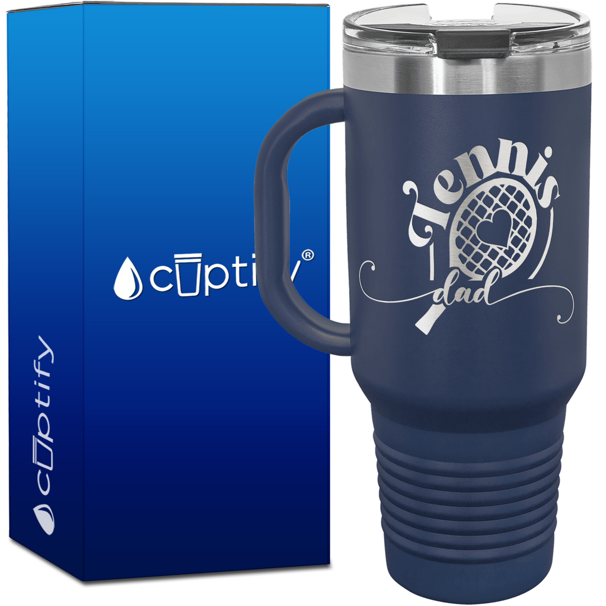 Tennis Dad Racket with Heart 40oz Tennis Travel Mug