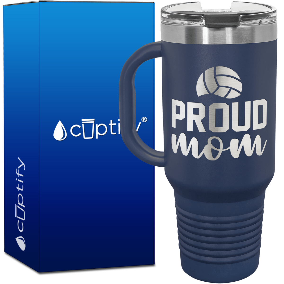 Proud Mom 40oz Volleyball Travel Mug