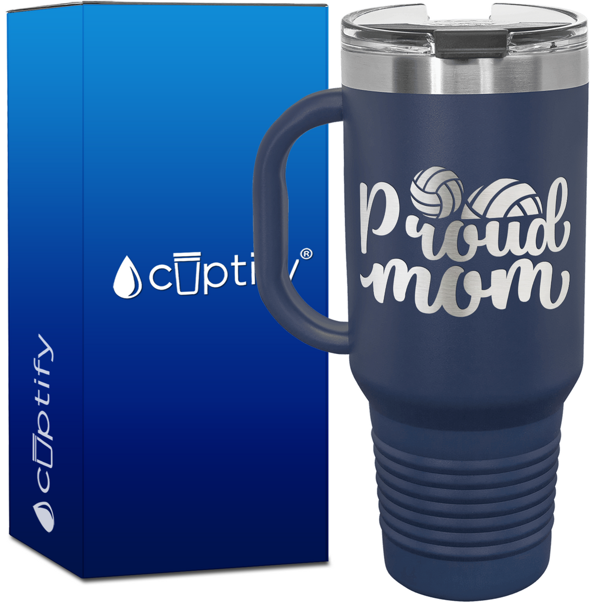 Proud Mom 40oz Volleyball Travel Mug