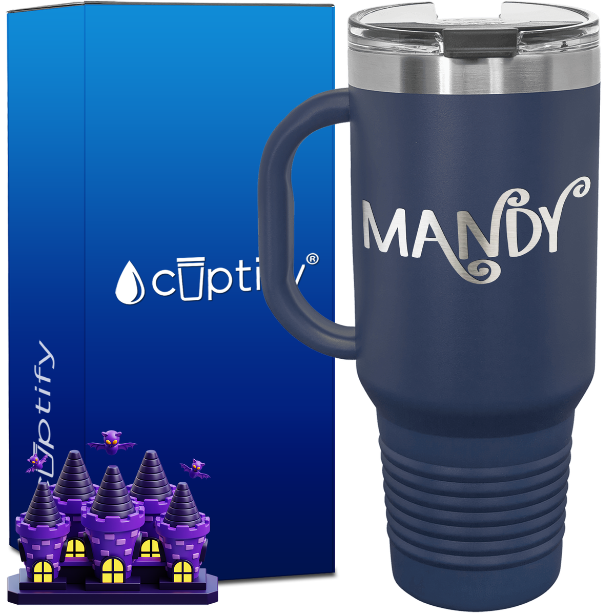 Personalized Curly Spooky Font Style 40oz Halloween Travel Mug