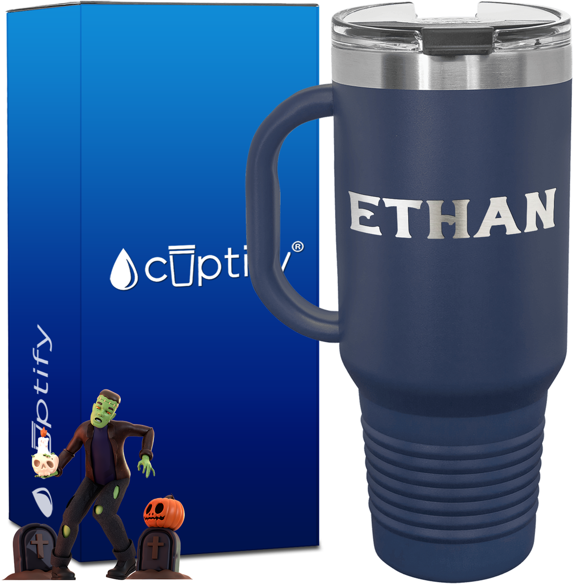 Personalized Grim Font Style 40oz Halloween Travel Mug