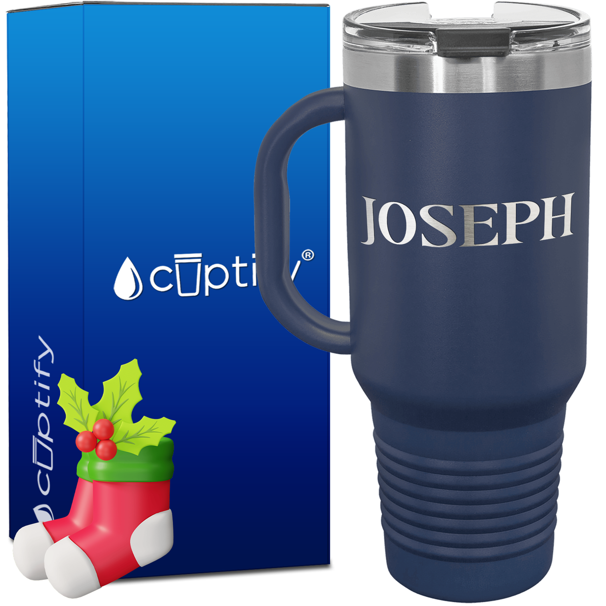 Personalized Merry Christmas Font Style 40oz Christmas Travel Mug