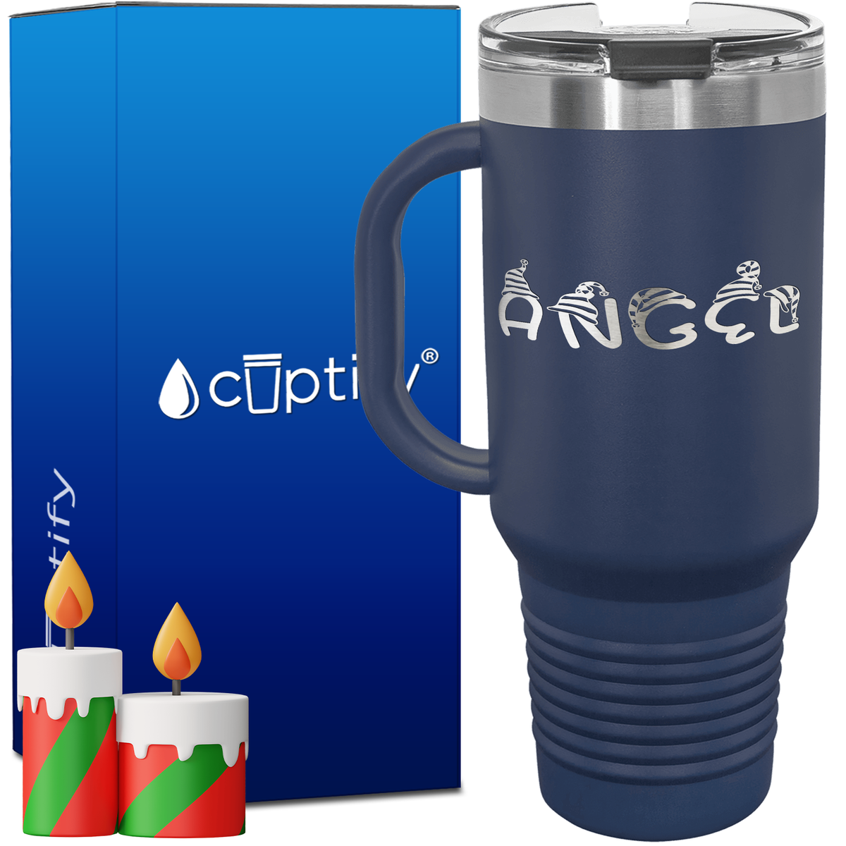 Personalized Elfen Font Style 40oz Christmas Travel Mug