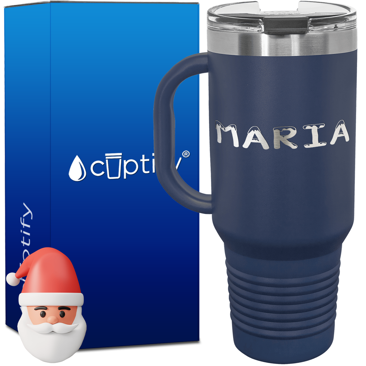 Personalized Snowy Font Style 40oz Christmas Travel Mug