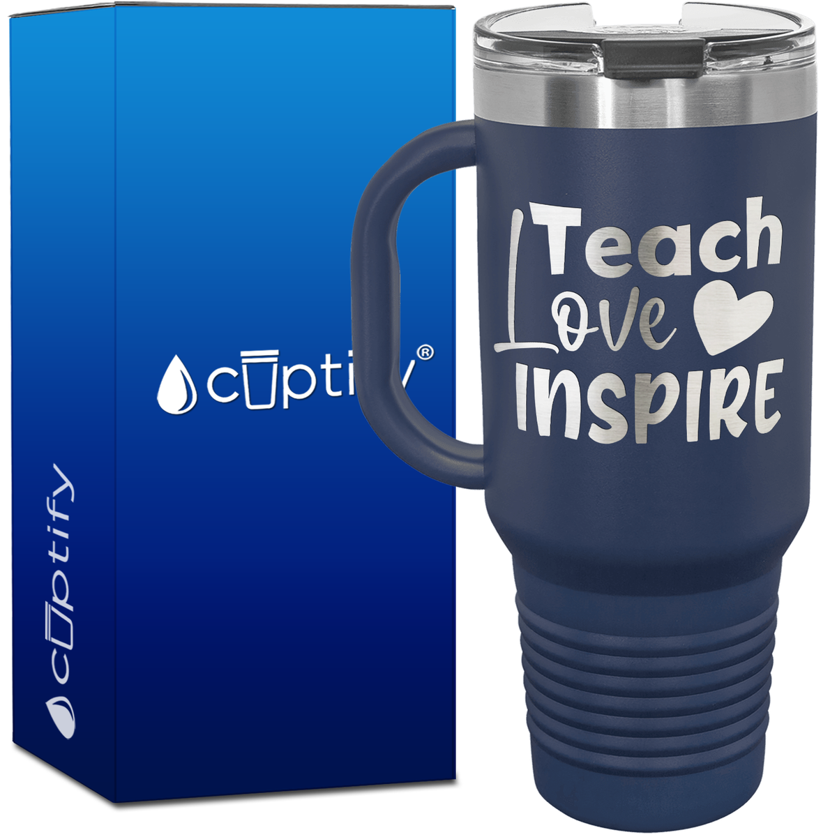 Teach Love Inspire with Heart 40oz Teacher Travel Mug