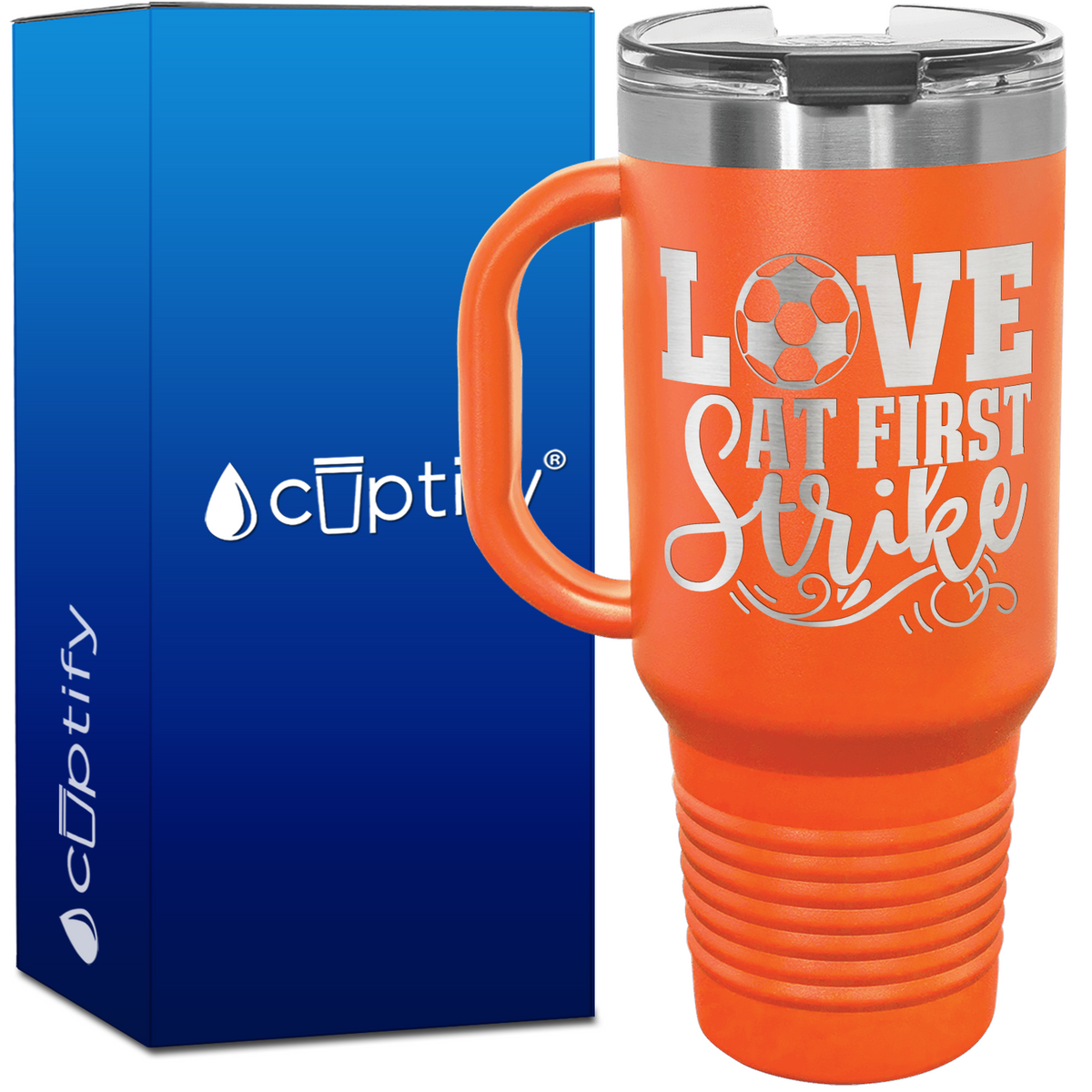 Love at First Strike 40oz Soccer Travel Mug