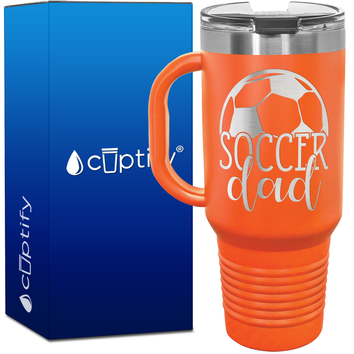 Soccer Dad with Ball on Top 40oz Soccer Travel Mug